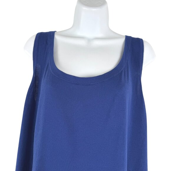 Talbots Tank Top Womens 2X Blue Cotton Rayon Solid Basic Sleeveless NWT TP-3581 - Picture 3 of 7